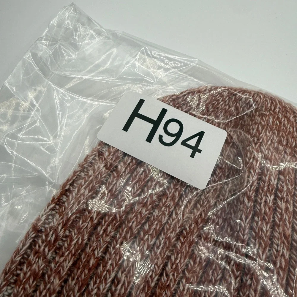 Madewell Marled Ribbed Knit Beanie Hat One Size Rust‎ Orange White Womens